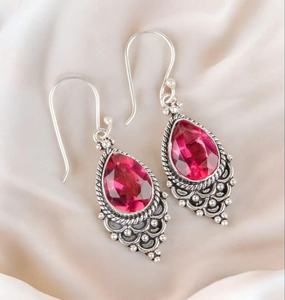 ต่างหูทัวร์มาลีนสีชมพู ชุบทอง เงินสเตอร์ลิง น่ารัก ทำด้วยมือ ของขวัญเครื่องประดับสำหรับผู้หญิง สง่างาม ไม่ซ้ำใคร สำหรับงานฉลองครบรอบ - Product Image 5