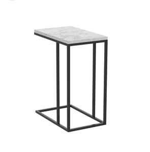 โต๊ะมุมชุบสีดำรูปตัว C พร้อมหินอ่อนสีขาวหรูหราดีไซน์โดดเด่นสำหรับห้องนั่งเล่นและโรงแรมเฟอร์นิเจอร์ทำจากโลหะ - Product Image 1