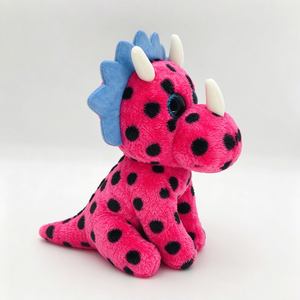 Customized Pink Spotted Triceratops Plush Toy, Cute Big <b>Blue</b> <b>Glitter</b> Eyes Stuffed Dinosaur Animal, Soft Sitting Dino Doll - Product Image 5