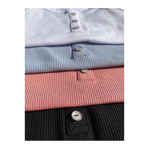 T-shirt canottiera in cotone lavorato a maglia da donna con scollo all'americana confezione da 2 pezzi in bianco e nero