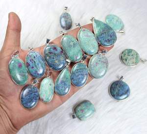 จี้พลอยสีทับทิมธรรมชาติจี้ชุบเงินหนามเตยเครื่องประดับสร้อยคอขนาดผสมขายส่ง - Product Image 4