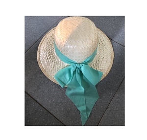 Wholesale Ribbon-<b>trimmed</b> Seagrass Hat with Print logo OEM / Natural Palm Leaf Beach Hat for Women Daily Casual Party Hat Gifts - Product Image 3