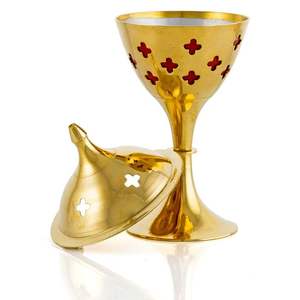 Brûleur d'encens en métal au design vintage avec couvercle présentoir de vaisselle sachet en laiton senteur et encensoir brûleur d'encens décoratif - Product Image 5