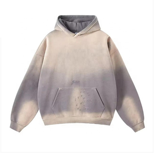 Custom Acid Wash <b>Tie</b> Dye Men's Winter Hoodie Oversized Heavyweight Knitted 100% Cotton Fleece <b>Vintage</b> Sun Faded Distressed OEM - Product Image 5