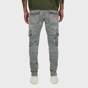 Jean Cargo Taille Haute Délavé Clair Coupe Slim pour Homme en Gris Pierre-Denim Stretch Durable Confortable avec Poches Utilitaires - Product Image 6