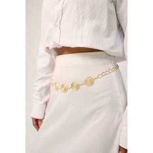Ceinture de taille pour femme avec détail chaîne dorée, ceinture pour robe, ceinture pour jupe, ceinture pour pantalon - Doré - Product Image 2