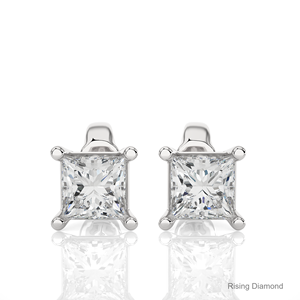 Boucle d'oreille en diamant de laboratoire de taille princesse de 1.02 ct en or blanc CVD cadeau d'anniversaire de diamant pour elle - Product Image 1