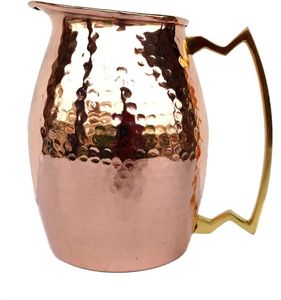 Copper Water Pitcher Hammered Copper Plated Water Pitcher 2 Liters Luxurious Design Water Pouring Jug for Sale - Product Image 4