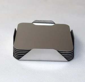 2025 approvisionnement d'usine affichage de Table de haute qualité en acier inoxydable blanc ruban brillant métal acier inoxydable sous-verre carré - Product Image 1