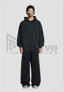 Nouveau sweat à capuche personnalisé en molleton épais délavé à l'acide 400G, coupe ample, lavage à la neige, sweat à capuche pour homme, prix bas - Product Image 3