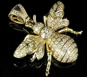 จี้เพชรรูปแมลงสีทองและเพชรห้อยระย้าสำหรับผู้ชายและผู้หญิง - Product Image 1