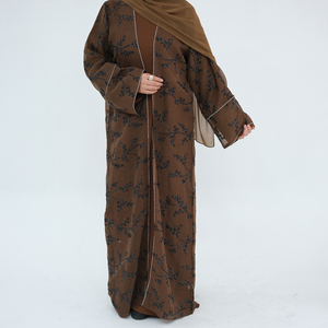 Abaya 2026 EID Ramadán completo Floral bordado malla abierta Abaya <span class=keywords><strong>solo</strong></span> Dubai Kimono Cardigan lujo Abaya Dubai ropa islámica - Product Image 3