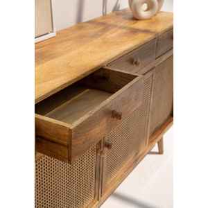 Aparador de Cuatro Puertas Monroe de Ratán, Madera de Mango Resistente para Sala de Estar, Cocina y Baño - Product Image 4