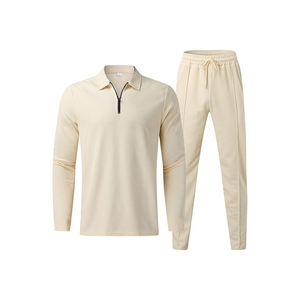 Conjunto Deportivo Unisex de Forro Polar para Invierno, Sudadera de Algodón Transpirable con Cierre, Pantalones con Cintura Elástica y Cordón Ajustable, Color Sólido, Estilo Casual - Product Image 1