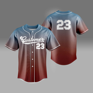 Camiseta de Béisbol Transpirable con Estampado Degradado Personalizado de Moda, Ropa Deportiva con Botones para Hombre, 100% Poliéster - Product Image 1
