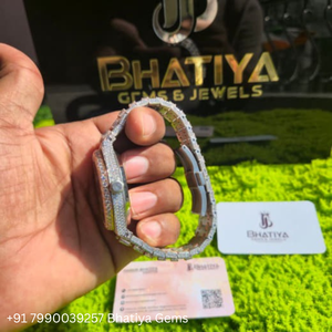 VVS Moissanite Fully Iced <b>Rose</b> Gold Automatic Luxury Watch Stainless Steel <b>Bracelet</b> Sapphire Glass Date Display Unisex - Product Image 5