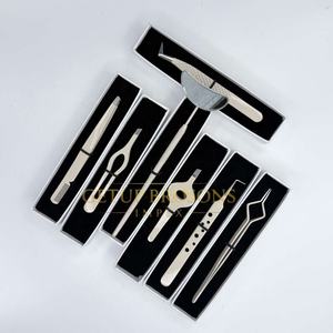 Pinzas Profesionales para Extensión de Pestañas, Pinzas de Aislamiento con Punta de Fibra de Acero Inoxidable, Pinzas para Cejas con Recubrimiento en Polvo, Herramientas de Belleza - Product Image 2