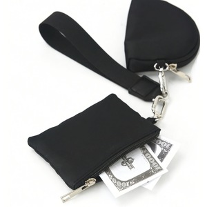 Portefeuille à double pochette avec logo personnalisé, porte-clés, mini portefeuille zippé pour femmes, pochette portable pour poignet, porte-monnaie en nylon - Product Image 5