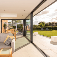 Diseño panorámico de ventanas corredizas de aluminio negro de estilo moderno personalizado Prima con bloqueo multipunto