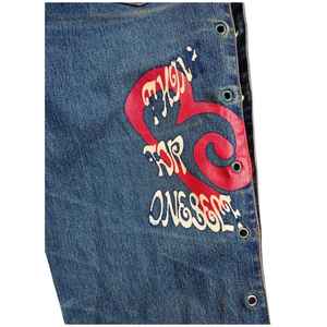 กางเกงยีนส์ผ้าฝ้ายสไตล์ญี่ปุ่นคลาสสิกแบบโมเดิร์น  ขนาดสั่งตัดได้  เสื้อผ้าสตรี  ยีนส์สตรีทแวร์  สีน้ำเงินกลาง  งานฝีมือระดับพรีเมียม  งานทำมือ - Product Image 5