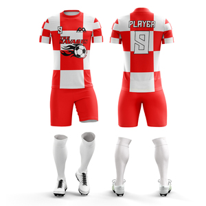 Camiseta de fútbol sublimada personalizada, camiseta de equipo de fútbol, uniforme de fútbol de Color blanco rojo personalizado para hombres - Product Image 3