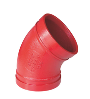 Raccord de tuyauterie en fonte ductile rainuré rouge à 45 degrés pour la protection incendie et les systèmes de plomberie