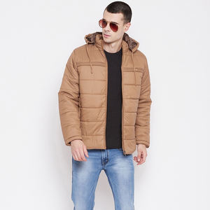 Chaqueta acolchada rellena de algodón a prueba de viento para hombre, color negro, personalizada, con cuello levantado y cremallera, informal, para invierno, exterior, con logotipo personalizado estampado - Product Image 6