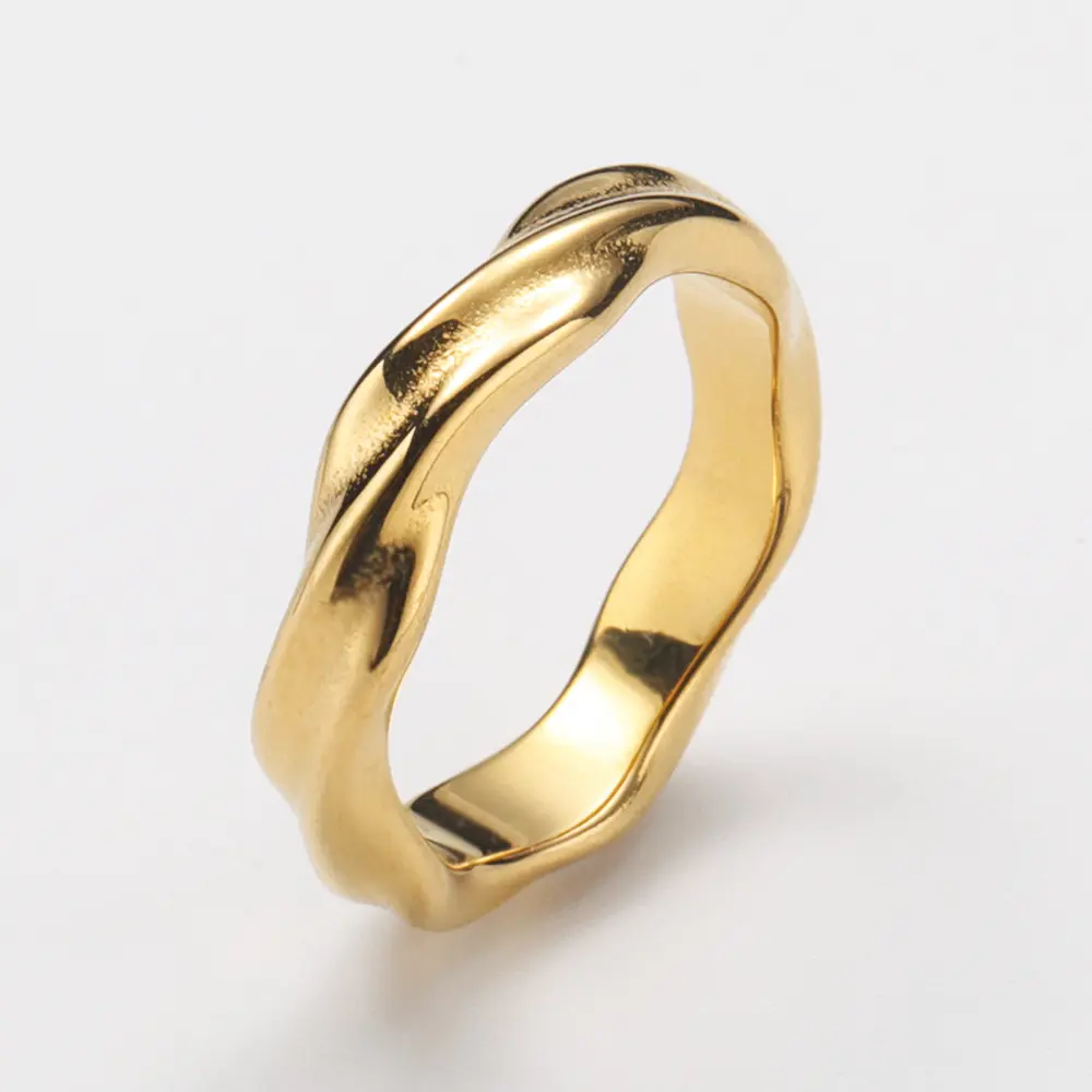 Ins Stainless Steel Couple Ring Infinite Mobius No Fade Color Twisted Wave Texture Ring