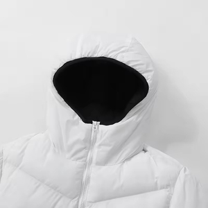Men's <b>Reversible</b> Hooded Puffer Jacket Thick Polyester Filling Zipper Closure Casual Winter <b>Coat</b> Black and White Solid Colour - Product Image 2
