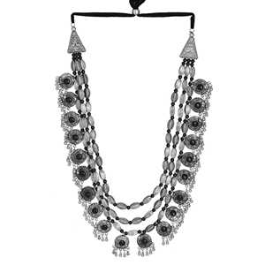 Best Selling High Quality High Grade Oxidised Silver Glamour Multilayer Statement Necklace & <b>Earring</b> <b>Set</b> for Modern Fashion - Product Image 2