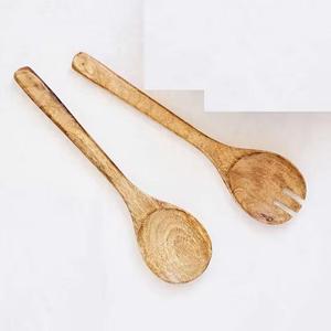 Handmade Eco <b>Wood</b> <b>Salad</b> <b>Server</b> Cutlery Spoon Fork Sets Natural Handmade Dinnerware for Home and Restaurant Tableware - Product Image 1
