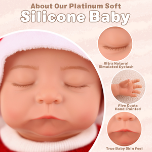 Babeside Noah 16 "Poupées <span class=keywords><strong>Reborn</strong></span> en Silicone pour bébé endormi réaliste pour l'affichage de Noël avec fonction boisson et pipi - Product Image 4