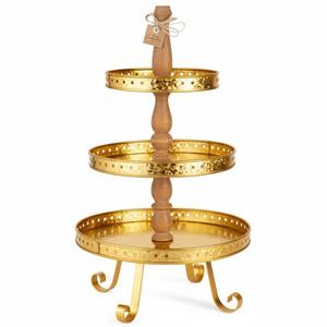 Standard Design Green Powder Coating Square Shape 2 Tiered Iron Tray <b>Stand</b> With Handle Dessert Display Tray For Kitchen Use - Product Image 6