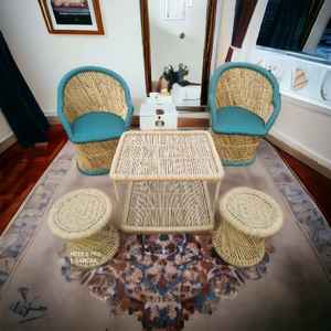 Canapés de jardin en rotin naturel de conception royale meubles en rotin de bambou canapé de luxe avec table et ottoman ensemble de meubles pour le jardin - Product Image 1