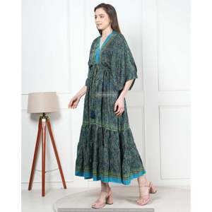 Robe longue en soie faite à la main pour femme, taille élastique élégante, taille XS, respirante, avec fermeture éclair, idéale pour les loisirs, les invitées de mariage, ODM - Product Image 3