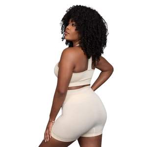 Conjunto Deportivo de Dos Piezas para Mujer, Top Corto y Pantalones Cortos de Cintura Alta, Ajuste Elástico, Ropa de Entrenamiento para Gimnasio - Product Image 3