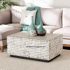 Mesa con incrustaciones de cáscara de coco de alta calidad, mesa de estilo orgánico para villas y casas, asociación a largo plazo disponible - Product Image 3