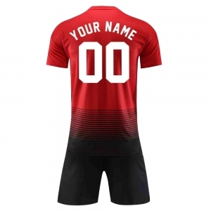 Vente en gros de maillots de football personnalisés à manches courtes en nylon/cachemire 220g à séchage rapide unisexe avec impression par transfert thermique - Product Image 2