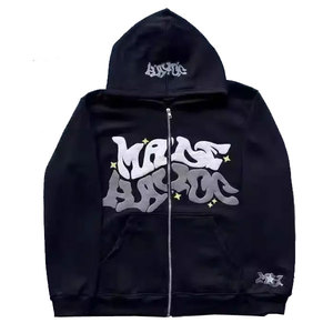 Sudadera con capucha de dos colores de algodón 100% para hombre, sudadera técnica bordada de lana de invierno, bolsillo sólido de ajuste holgado - Product Image 2