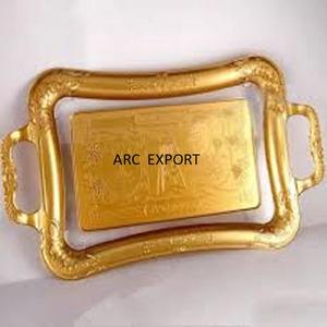 Plateaux de service en nacre faits à la main avec poignées de designer en laiton Design tendance Grand plateau de service rond en chocolat - Product Image 4