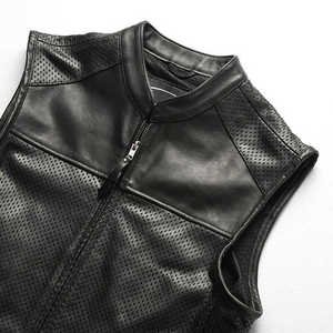 Gilet de motard en cuir de vachette véritable pour homme, design personnalisé, gilet de motard en cuir de haute qualité, col montant, modèle 2026 - Product Image 3