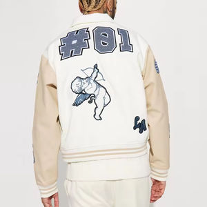 Veste universitaire décontractée pour homme, 100 % coton, broderie sur le devant, style streetwear, service OEM ODM personnalisé de haute qualité en gros - Product Image 3