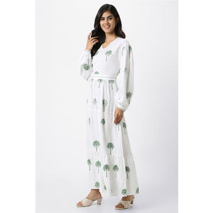 Venta caliente Vestido de las mujeres OEM ODM Manga larga Estilo elegante Vestido largo de las mujeres con bordado en la fabricación al por mayor - Product Image 1