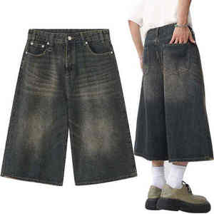 Envío Rápido, Shorts de Mezclilla Rectos de Verano, Estilo Urbano, Personalizados, Holgados, Desgastados, de Algodón Lavado, para Hombre - Product Image 2