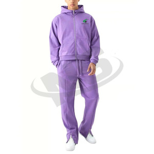 Ensemble de survêtement décontracté personnalisé avec sweat à capuche zippé et pantalon de jogging pour homme – OEM, en molleton de coton respirant, tendance et confortable pour l'entraînement - Product Image 4