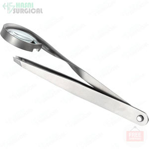 Pinzas de aumento de acero inoxidable Premium Herramienta de precisión de punta fina con lupa - Product Image 6