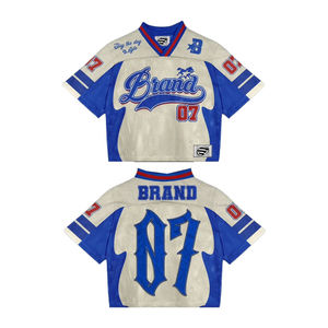 ชุดเสื้อเจอร์ซีย์อเมริกันฟุตบอลแบบสั่งทำพิเศษ ผ้าสแปนเด็กซ์/ผ้าฝ้าย/ใยไผ่ ระบายอากาศได้ดี ทรงโอเวอร์ไซส์ ทรงบ็อกซี่ แขนสั้น พิมพ์ลายแบบซับลิเมชั่น - Product Image 1