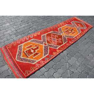 พรมตุรกีวินเทจ, พรมปูพื้นขนาด 2.8x9.3 ฟุต, พรมขอบสีแดงแบบเฮอร์กี - Product Image 3