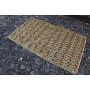 Alfombra tradicional de lana verde roja 3,6X5,9 pies Vintage turco área grande rectángulo abstracto Patchwork pasillos diseño látex para habitación - Product Image 3