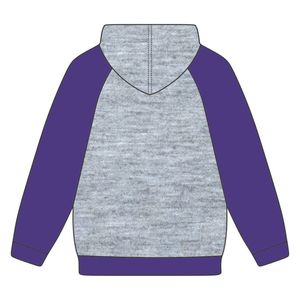 เสื้อฮู้ดเกรย์มีฮู้ดเกรดพรีเมี่ยมสำหรับพี่น้องโอเมก้าสีม่วงแขนเสื้อแร็กแลนปักโลโก้ด้วยกำมะหยี่19XX การก่อตั้งเก้าปี - Product Image 3